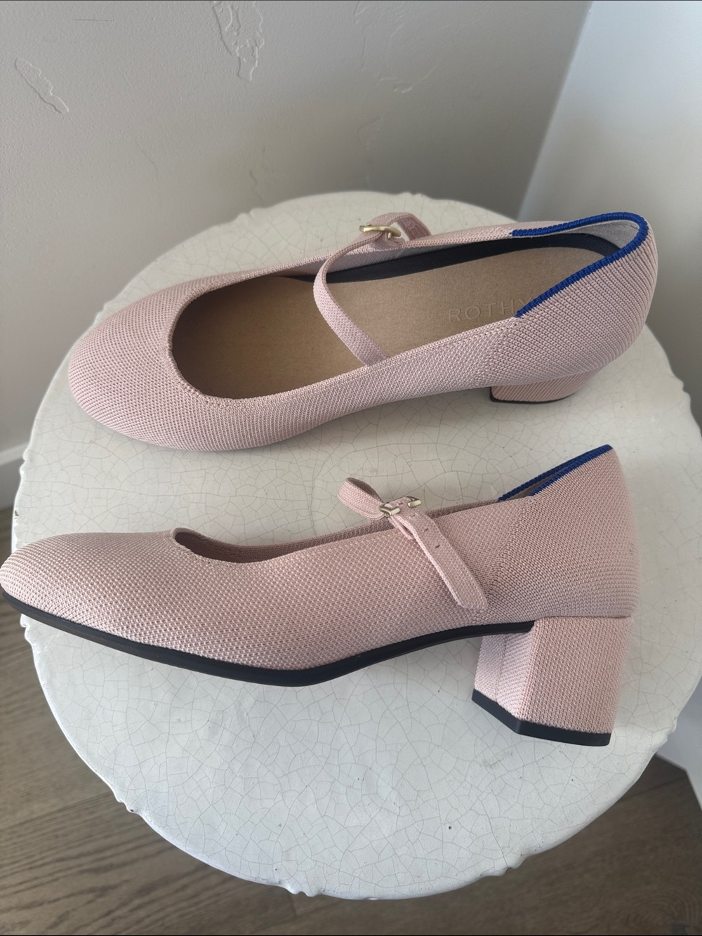 Rothy's The Mary Jane Ballerina Color Pink knit Block Heel Chic Women’s Size 9.5